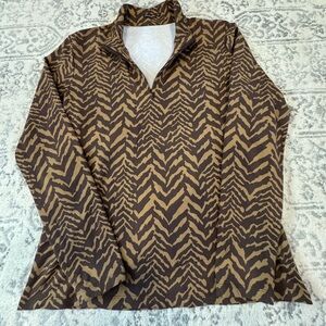 J. McLaughlin Brown and Tan Animal Print Top